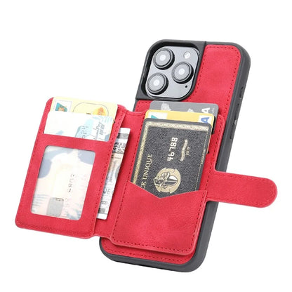 For iPhone 16 Pro Max Case Wallet Card Slot TPU+PU Leather Back Phone Cover
