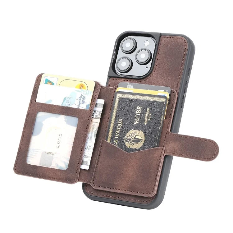 For iPhone 16 Pro Max Case Wallet Card Slot TPU+PU Leather Back Phone Cover