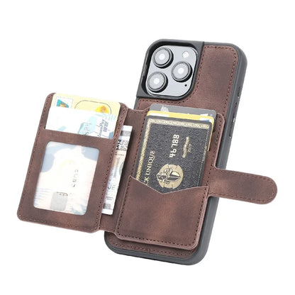 For iPhone 16 Pro Max Case Wallet Card Slot TPU+PU Leather Back Phone Cover