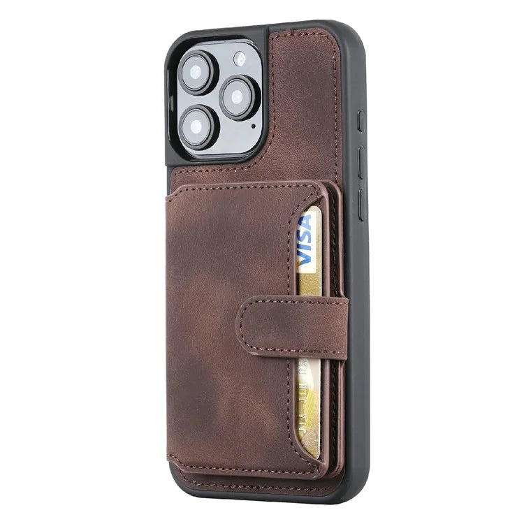 For iPhone 16 Pro Max Case Wallet Card Slot TPU+PU Leather Back Phone Cover