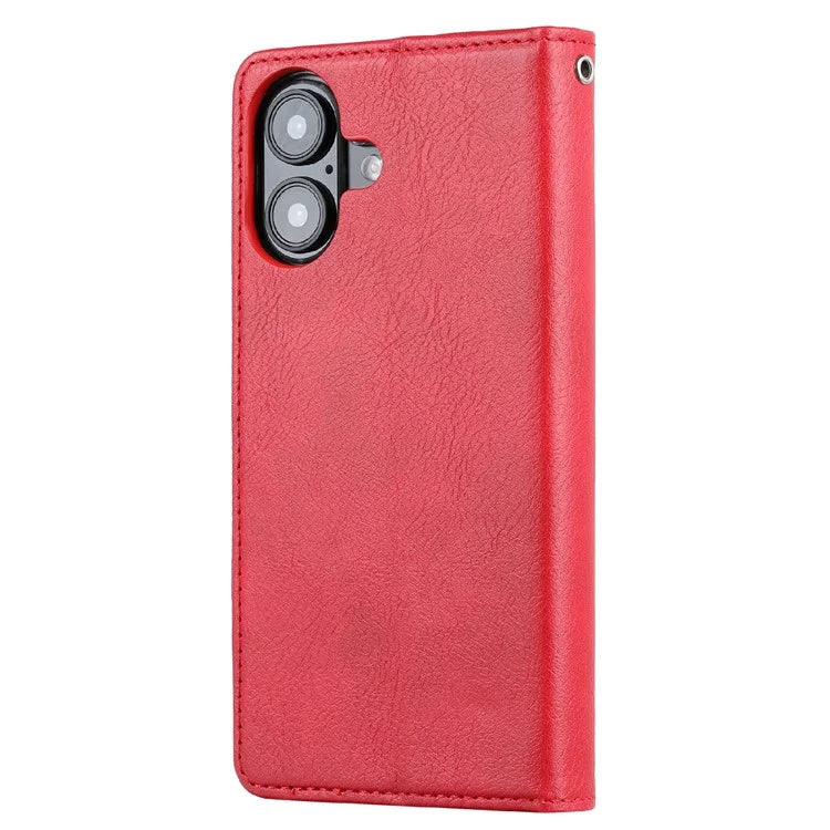 For iPhone 16 Plus Cell Phone Case Magnetic Closing PU Leather Stand Cover