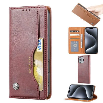 For iPhone 16 Pro Cell Phone Case Magnetic Closing PU Leather Stand Cover