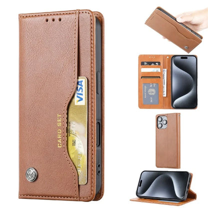 For iPhone 16 Pro Cell Phone Case Magnetic Closing PU Leather Stand Cover
