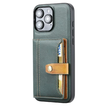 For iPhone 16 Pro Max Card Holder PU Leather+TPU Kicsktand Phone Cover