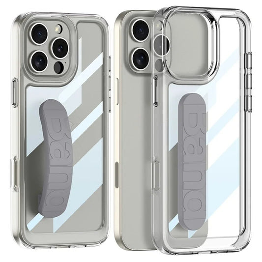 GKK For iPhone 16 Pro Max Crystal Clear Case Anti-Drop TPU+PC Phone Cover with Silicone Hand Strap