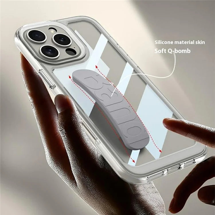 GKK For iPhone 16 Pro Max Crystal Clear Case Anti-Drop TPU+PC Phone Cover with Silicone Hand Strap