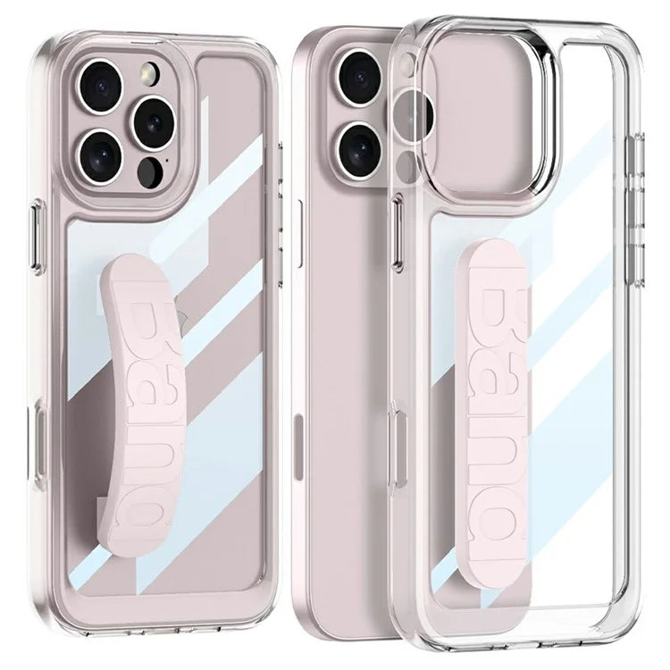 GKK For iPhone 16 Pro Max Crystal Clear Case Anti-Drop TPU+PC Phone Cover with Silicone Hand Strap