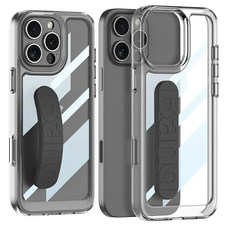 GKK For iPhone 16 Pro Max Crystal Clear Case Anti-Drop TPU+PC Phone Cover with Silicone Hand Strap