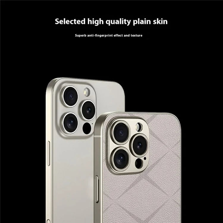 GKK For iPhone 16 Pro Max Case Textured PU Leather Covered TPU+PC Anti-Fingerprint Phone Cover