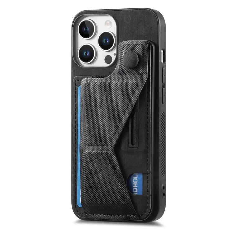 For iPhone 16 Pro Case Retro Leather Back Cover Card Slot Side Kickstand