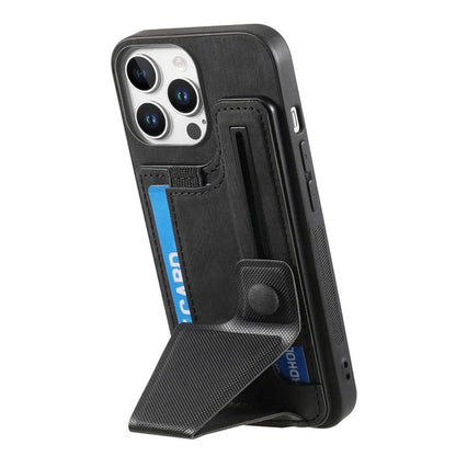 For iPhone 16 Pro Case Retro Leather Back Cover Card Slot Side Kickstand