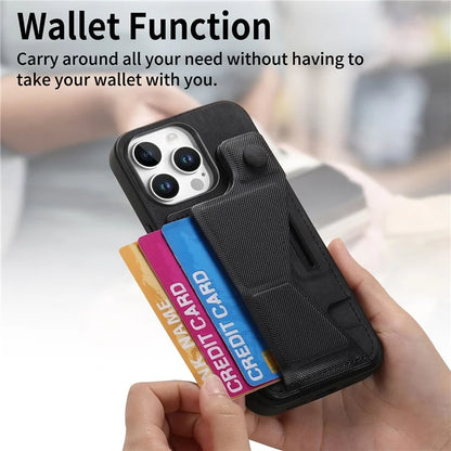 For iPhone 16 Pro Case Retro Leather Back Cover Card Slot Side Kickstand