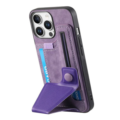 For iPhone 16 Pro Case Retro Leather Back Cover Card Slot Side Kickstand