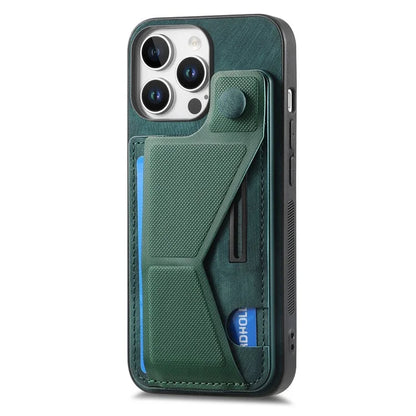 For iPhone 16 Pro Case Retro Leather Back Cover Card Slot Side Kickstand