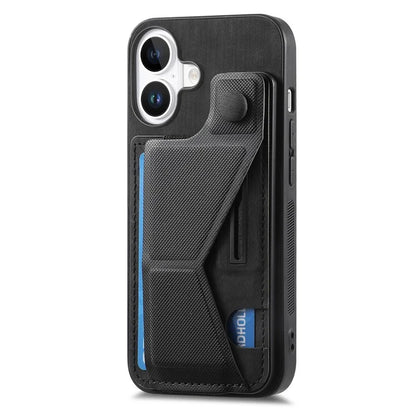 For iPhone 16 Plus Case Retro Leather Back Cover Card Slot Side Kickstand