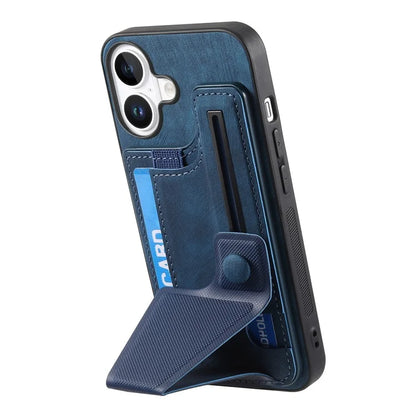 For iPhone 16 Plus Case Retro Leather Back Cover Card Slot Side Kickstand