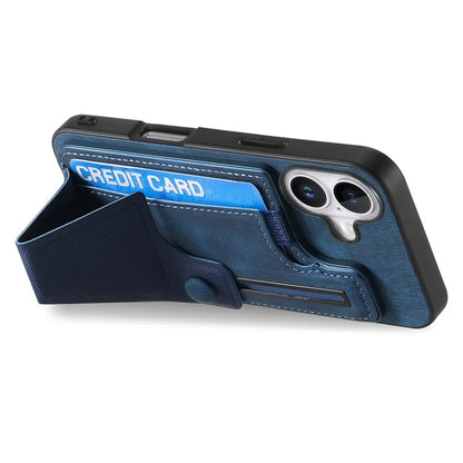For iPhone 16 Plus Case Retro Leather Back Cover Card Slot Side Kickstand