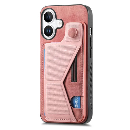 For iPhone 16 Plus Case Retro Leather Back Cover Card Slot Side Kickstand
