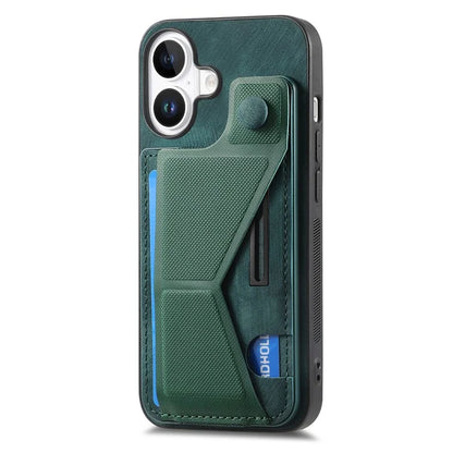 For iPhone 16 Plus Case Retro Leather Back Cover Card Slot Side Kickstand