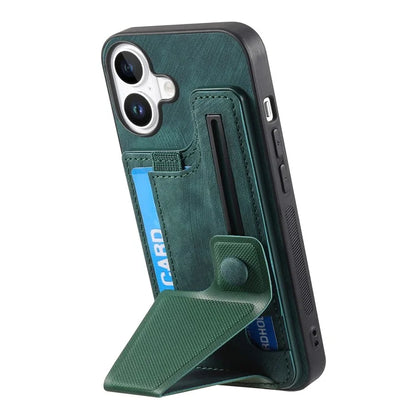 For iPhone 16 Plus Case Retro Leather Back Cover Card Slot Side Kickstand