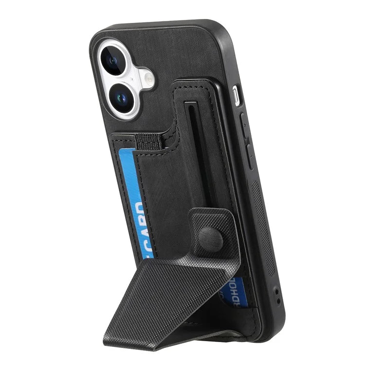 For iPhone 16 Case Retro Leather Back Cover Card Slot Side Kickstand