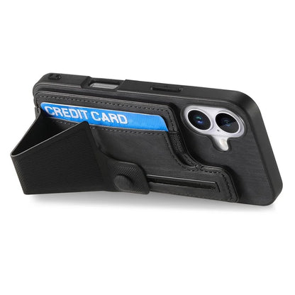 For iPhone 16 Case Retro Leather Back Cover Card Slot Side Kickstand