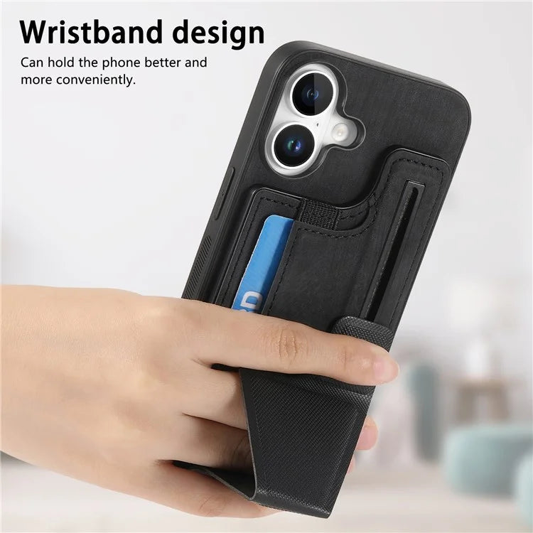 For iPhone 16 Case Retro Leather Back Cover Card Slot Side Kickstand