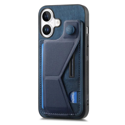 For iPhone 16 Case Retro Leather Back Cover Card Slot Side Kickstand