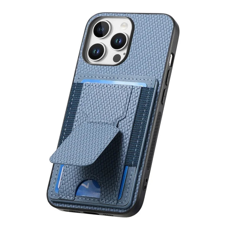 For iPhone 16 Pro Case Kickstand Card Holder Leather Back Cover