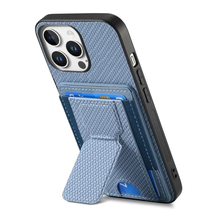 For iPhone 16 Pro Case Kickstand Card Holder Leather Back Cover