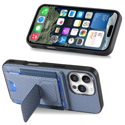 For iPhone 16 Pro Case Kickstand Card Holder Leather Back Cover