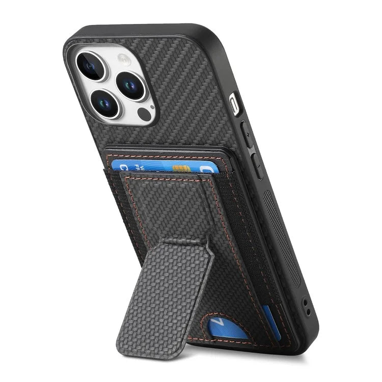 For iPhone 16 Pro Case Kickstand Card Holder Leather Back Cover