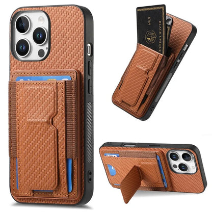 For iPhone 16 Pro Case Kickstand Card Holder Leather Back Cover