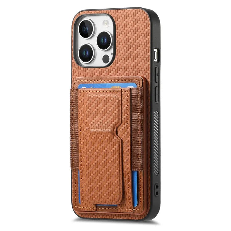 For iPhone 16 Pro Case Kickstand Card Holder Leather Back Cover