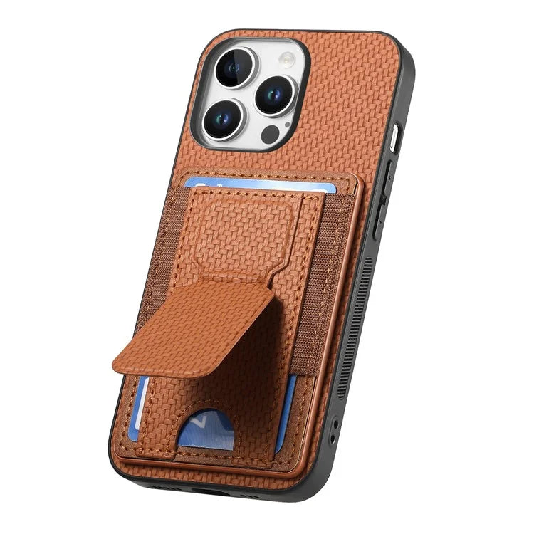 For iPhone 16 Pro Case Kickstand Card Holder Leather Back Cover