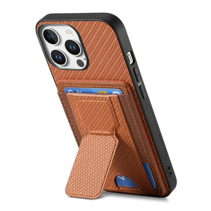 For iPhone 16 Pro Case Kickstand Card Holder Leather Back Cover