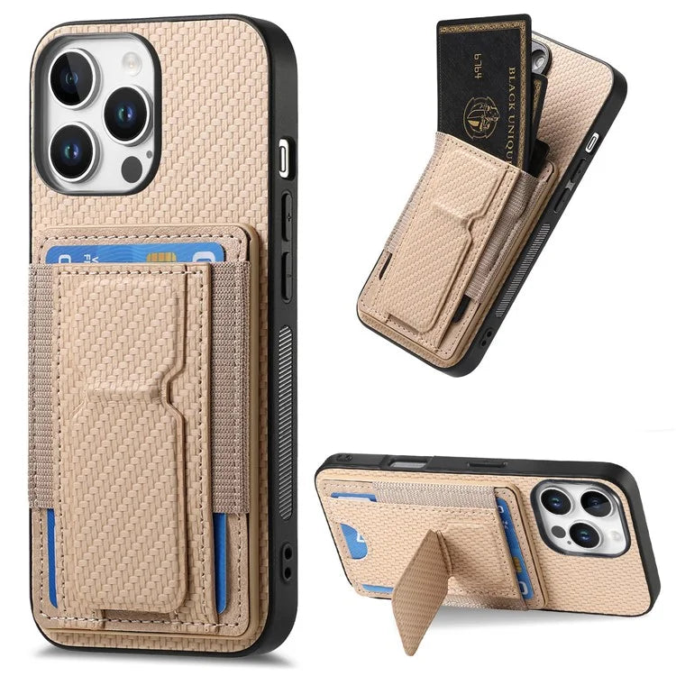 For iPhone 16 Pro Case Kickstand Card Holder Leather Back Cover