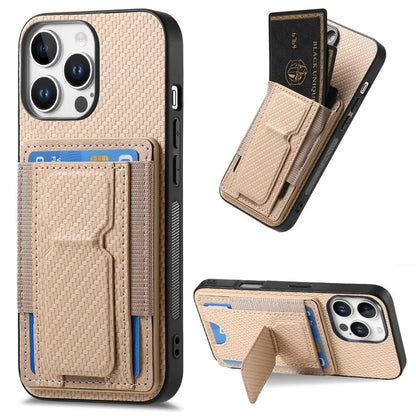 For iPhone 16 Pro Case Kickstand Card Holder Leather Back Cover
