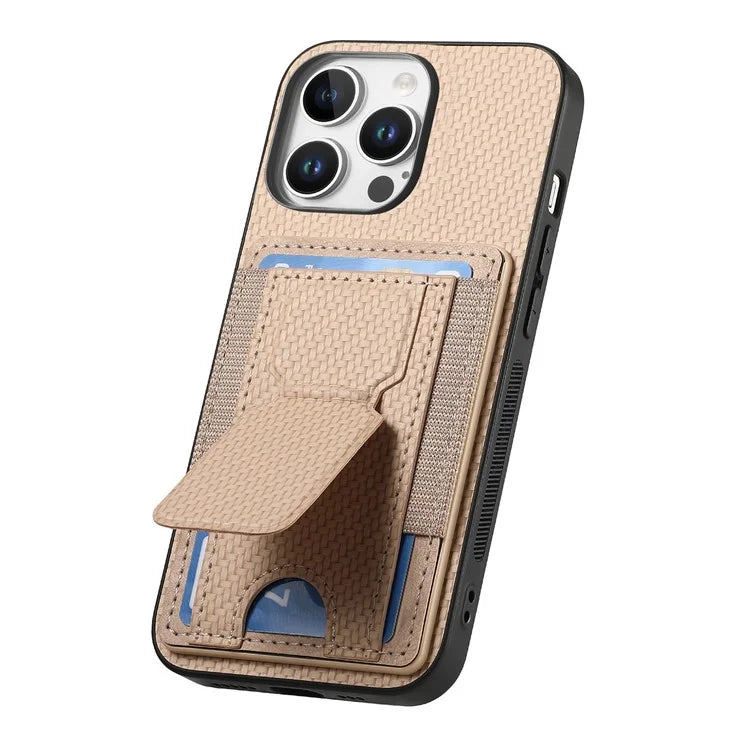 For iPhone 16 Pro Case Kickstand Card Holder Leather Back Cover