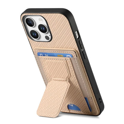 For iPhone 16 Pro Case Kickstand Card Holder Leather Back Cover
