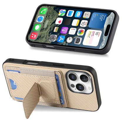 For iPhone 16 Pro Case Kickstand Card Holder Leather Back Cover