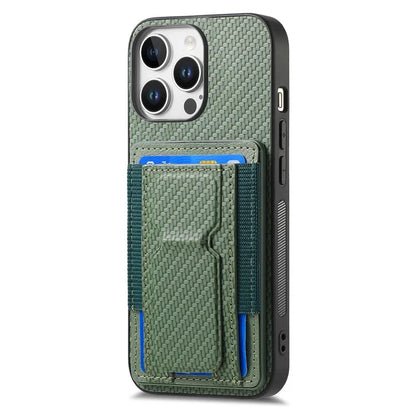 For iPhone 16 Pro Case Kickstand Card Holder Leather Back Cover
