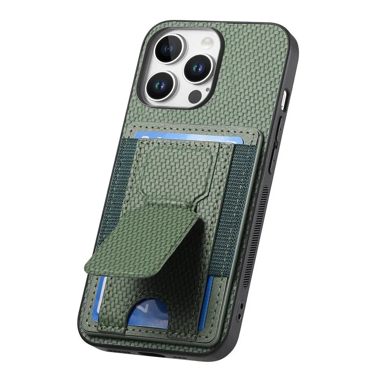 For iPhone 16 Pro Case Kickstand Card Holder Leather Back Cover