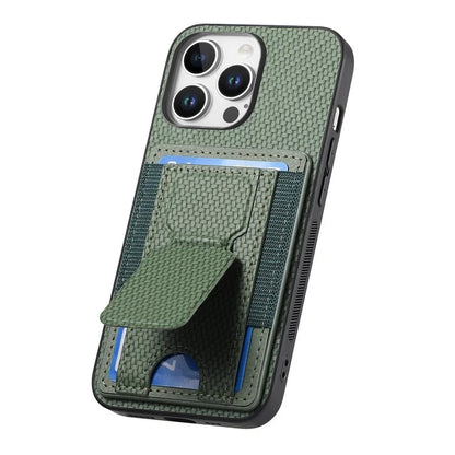 For iPhone 16 Pro Case Kickstand Card Holder Leather Back Cover
