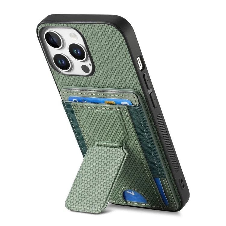 For iPhone 16 Pro Case Kickstand Card Holder Leather Back Cover