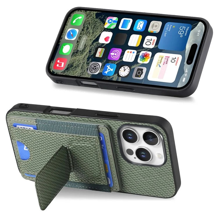 For iPhone 16 Pro Case Kickstand Card Holder Leather Back Cover
