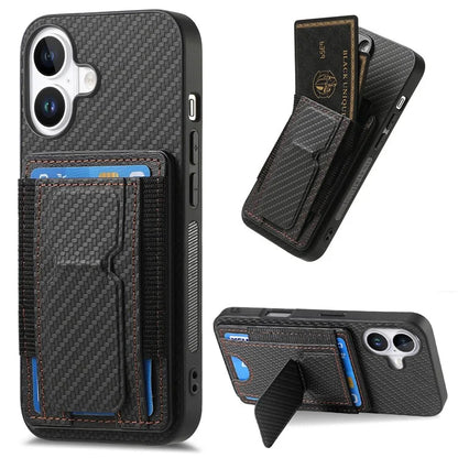 For iPhone 16 Plus Case Kickstand Card Holder Leather Back Cover