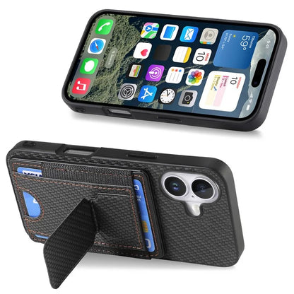 For iPhone 16 Plus Case Kickstand Card Holder Leather Back Cover