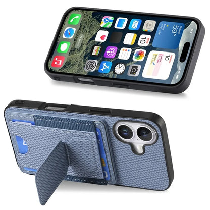 For iPhone 16 Plus Case Kickstand Card Holder Leather Back Cover