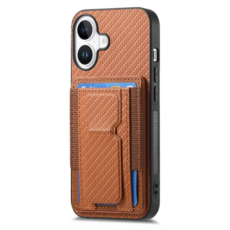 For iPhone 16 Plus Case Kickstand Card Holder Leather Back Cover